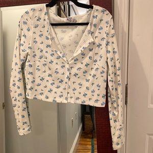 Floral cropped cardigan